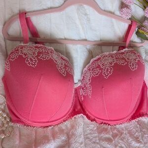 Coral Embroidered And Ruffle Bra